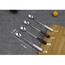 Ceramic Long Handle Stainless Steel Dessert Spoon